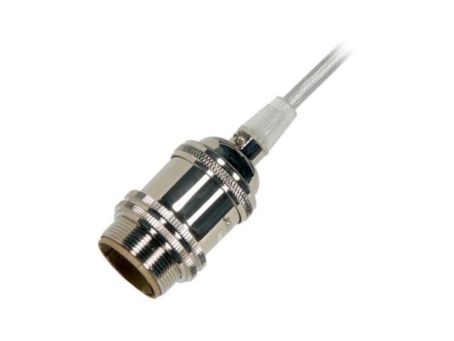 Satco Single Polished Nickel Socket Pendant with 10' Silver Rayon Cord, Uno fitter