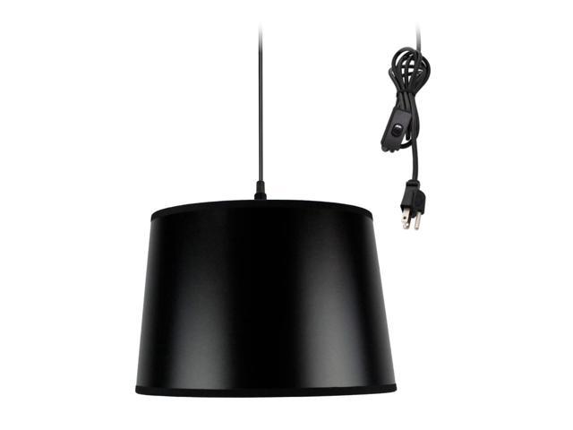 Photos - Chandelier / Lamp Shallow Drum 1 Light Swag Plug-In Pendant Hanging Lamp 10x12x8 Black SSB10