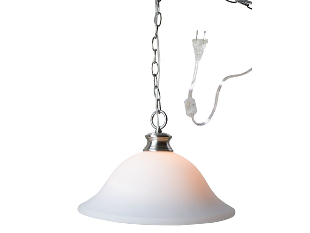 Photos - Chandelier / Lamp The Entertainer Plug-In Swag Pendant Light 16' White Glass with Brushed Ni