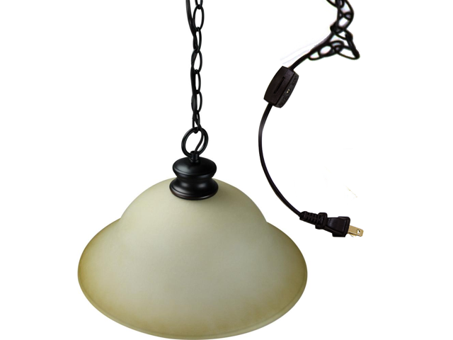 Photos - Chandelier / Lamp The Entertainer Plug-In Swag 16' Amber Glass Pendant Light with Bronze Cha