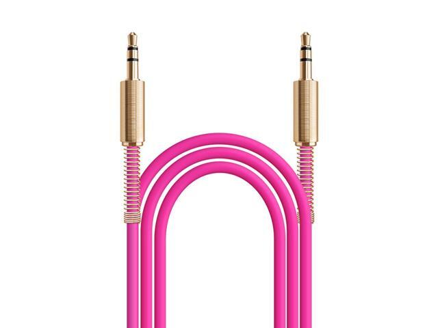 JacobsParts 2-Pack 3ft Aux Cable 3.5mm 1/8' Male to Male Stereo Auxiliary Audio Cord (Pink)
