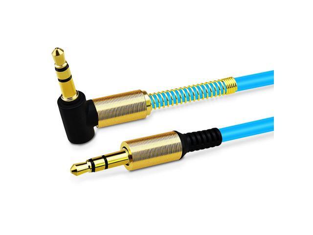 3.5mm AUX Cable Car Audio Stereo Headphone Jack Cord Right Angle Male to M Blue