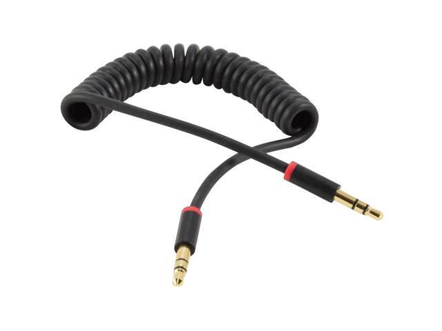 3ft Spring Coiled 3.5mm 1/8' Aux Cable Stereo Audio Auxiliary Cord