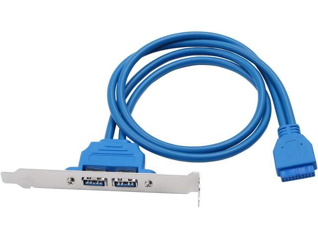 JacobsParts 2-Port USB 3.0 Rear Panel Bracket 20-Pin Motherboard Header Cable for PC Card Slot