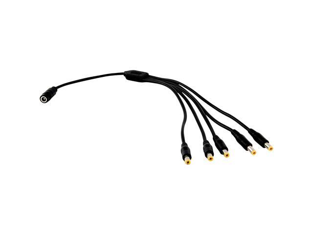 JacobsParts 1:5 DC Power Splitter Cable Cord 1 Female to 5 Male 5.5x2.1mm Port Pigtals 12V