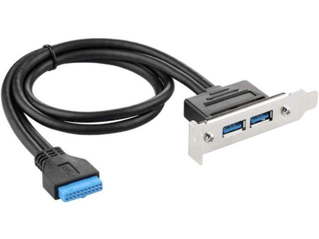JacobsParts 2-Port USB 3.0 Low Profile Bracket 20-Pin Header Cable for Half-Height PC Card Slot