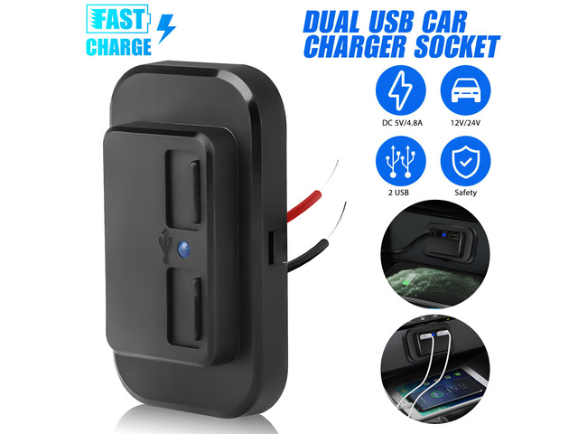 12V USB Outlet Automotive USB Port Panel Mount 12V USB Charger Multi Port Switch Panel Car Charger Socket Power Dual Port 12V 24V Quick Car Charger...