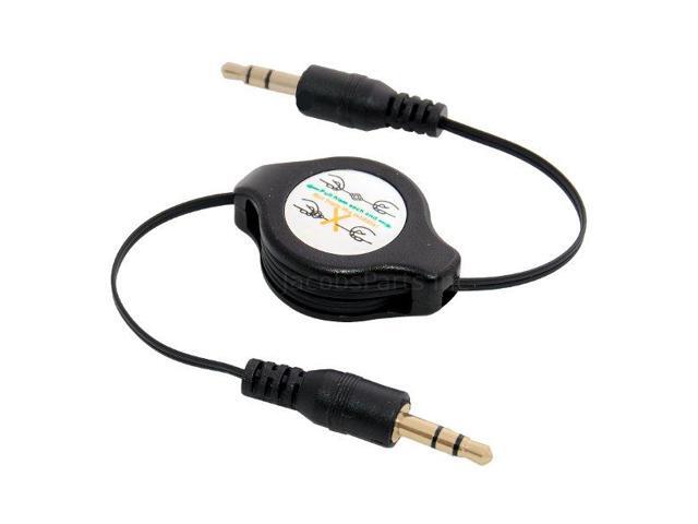 Black Retractable 3.5mm 1/8' AUX Auxiliary Cable Cord for Tablet Phone