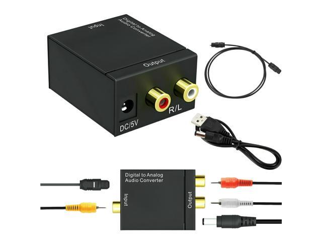 Digital Optical Coaxial to Analog RCA L/R Audio Converter Adapter w/ Fiber Cable
