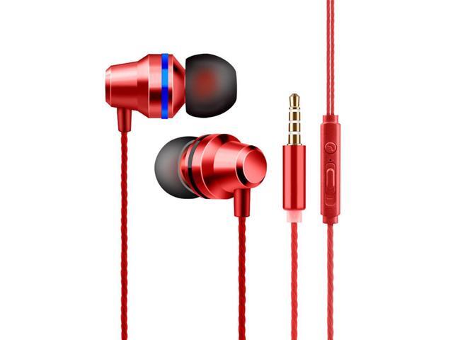 3.5mm HIFI Super Bass Headset In-Ear Earphone Stereo Earbuds Headphone Wired Mic Red