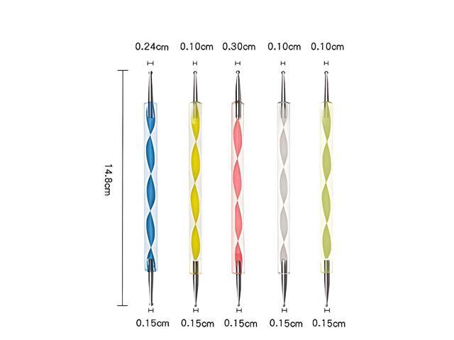 JacobsParts 20-Piece Professional Nail Art Brushes Set, Dotting Tools, Dust Brush, Nail Drawing Pen for Perfect Manicure and Detailed Designs (Black)