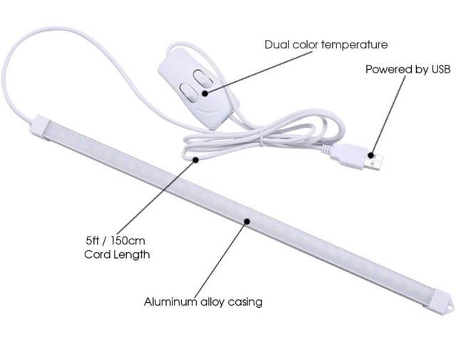JacobsParts LED Light Bar USB Under Cabinet Desk Lamp Warm & Daylight White