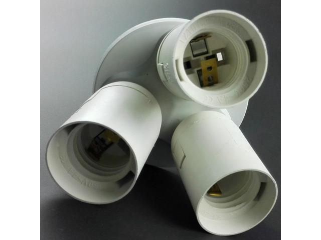 3 to 1 Light Socket E26 Splitter Lamp Base Adapter for Standard LED & CFL Bulbs
