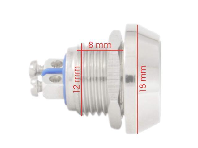 JacobsParts Momentary Pushbutton Starter Switch Circular Metal Silver fits 1/2' (12mm) Diameter Panel Cutout Hole