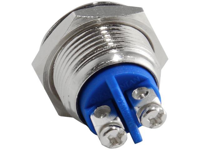 JacobsParts Momentary Pushbutton Starter Switch Circular Stainless Steel Metal Silver fits 5/8' (16mm) Diameter Panel Cutout Hole