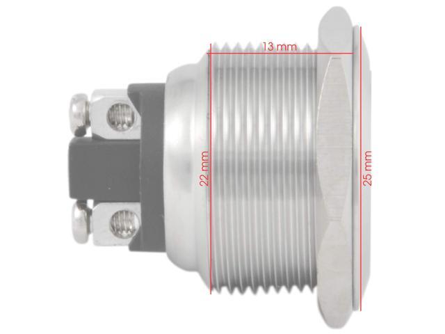 JacobsParts Momentary Pushbutton Starter Switch Circular Stainless Steel Metal Silver fits 5/8' (22mm) Diameter Panel Cutout Hole