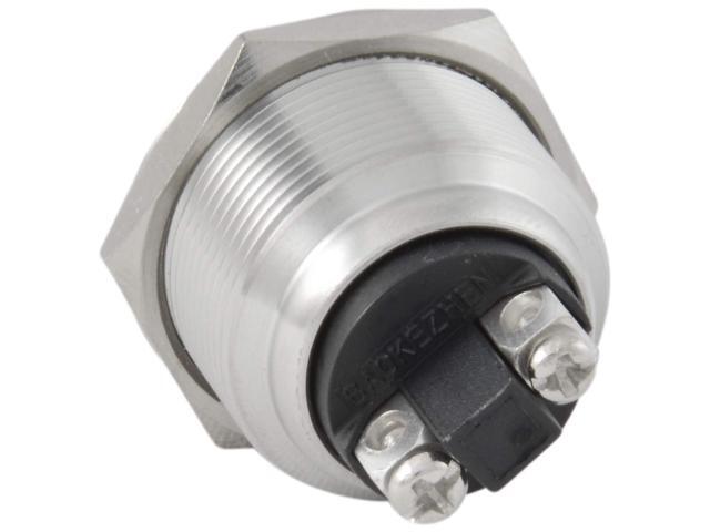JacobsParts Momentary Pushbutton Starter Switch Circular Stainless Steel Metal Silver fits 5/8' (22mm) Diameter Panel Cutout Hole