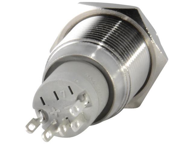 16mm Latching Push Button Power Switch Stainless Steel w/ Green LED Waterproof