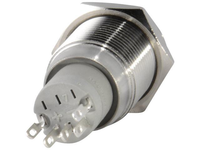 16mm Latching Push Button Power Switch Stainless Steel w/ Yellow LED Waterproof