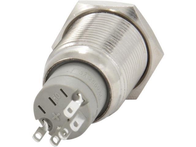 16mm 12V Latching Push Button Power Switch Stainless Steel Green LED Waterproof