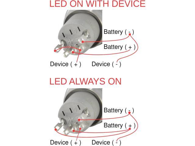JacobsParts Latching Maintained Pushbutton ON/Off Switch Circular Metal Silver with Red Power Symbol LED Light fits 5/8' (16mm) Diameter Panel...
