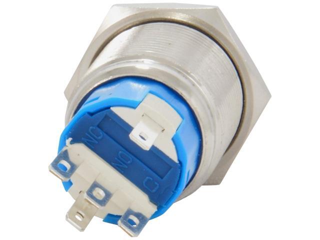 19mm 12V Latching Push Button Power Switch Stainless Steel Blue LED Waterproof