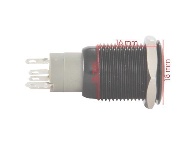 16mm 12V LED Momentary Push Button Black Metal Power Switch, White
