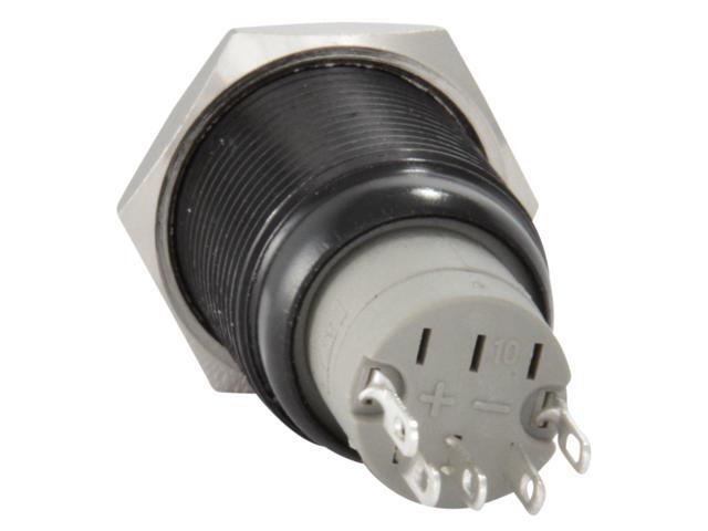 16mm 12V LED Momentary Push Button Black Metal Power Switch, White