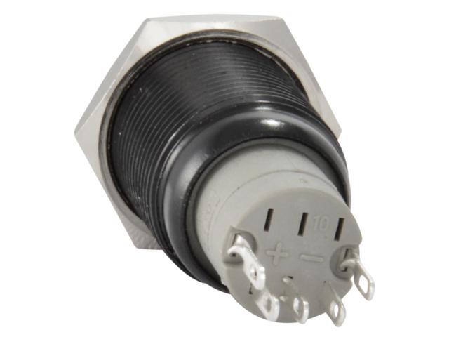 16mm 12V Latching Push Button Power Switch Black Metal Green LED Waterproof