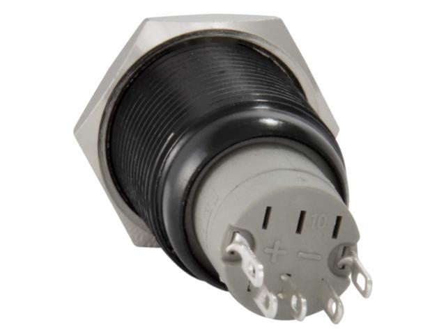 16mm 12V LED Momentary Push Button Black Metal Power Switch, Blue