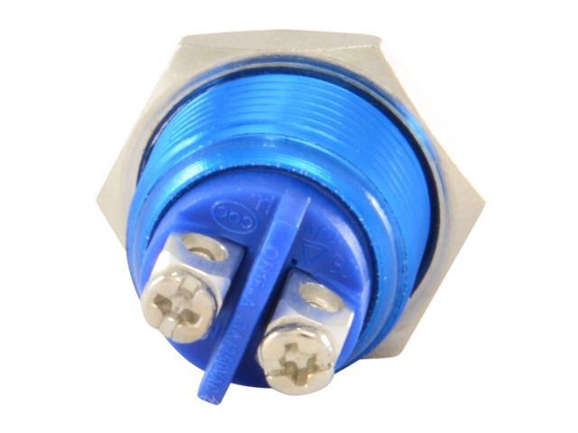 16mm Flush Mounted Momentary Blue Aluminium Round Push Button Switch