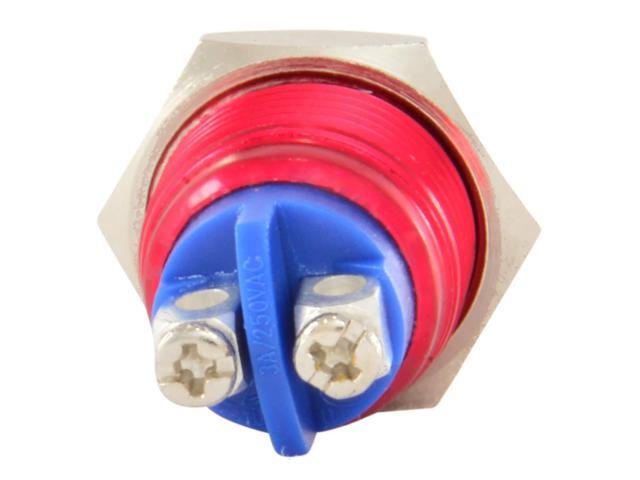 JacobsParts Circular Metal 16mm Momentary Push Button Switch (Red)