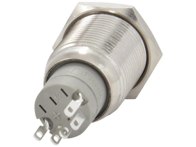 16mm 12V Momentary Push Button Power Switch Stainless Steel Blue LED Waterproof