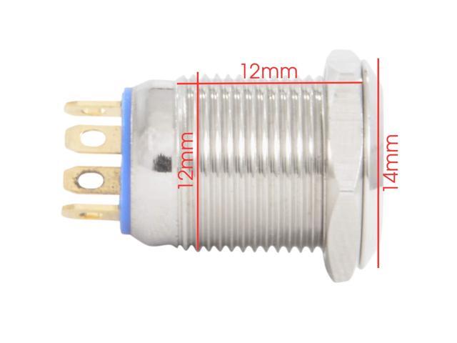 14mm Stainless Steel Momentary Push Button Switch Blue LED