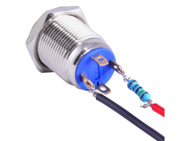 14mm Stainless Steel Momentary Push Button Switch Blue LED
