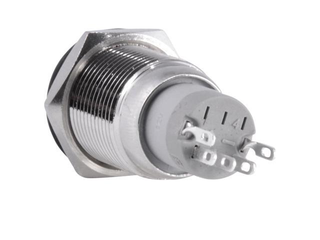 JacobsParts Momentary Pushbutton Starter Switch Circular Metal Silver with Red LED fits 5/8' (16mm) Diameter Panel Cutout Hole
