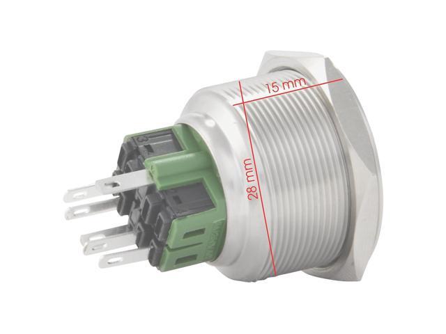 28mm Stainless Steel Momentary Push Button Switch with Blue LED