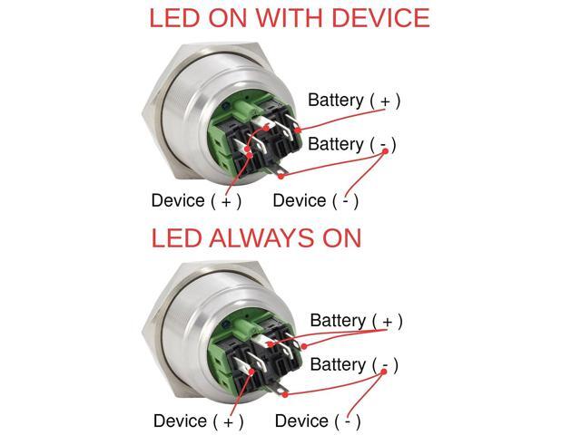 28mm Stainless Steel Momentary Push Button Switch with Blue LED