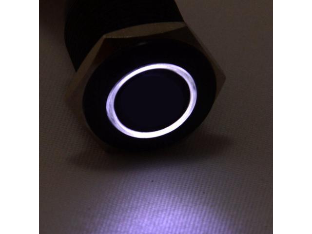 16mm Stainless Steel Latching Push Button Switch (Black with White LED)