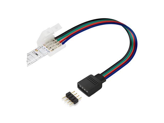 4-wire Solderless Clip to 4-pin Male 6-inch Cable for RGB LED Strip Light 100 pack
