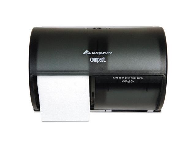 Compact Translucent Smoke Side-by-Side Double Roll Toilet Paper Dispenser