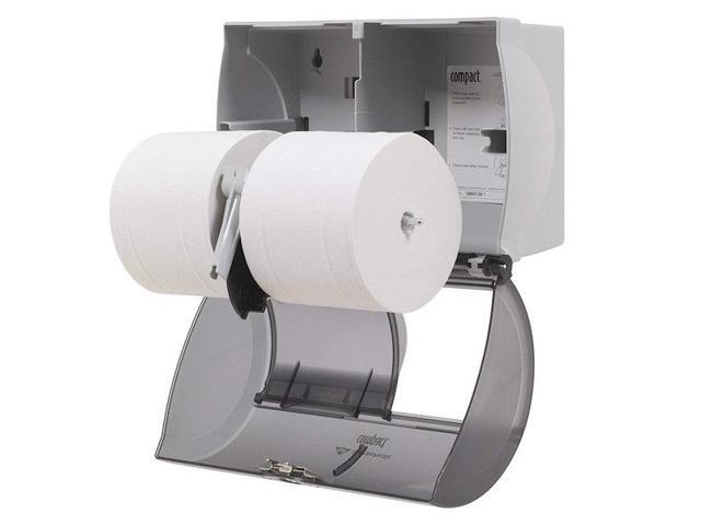 Compact Translucent Smoke Side-by-Side Double Roll Toilet Paper Dispenser