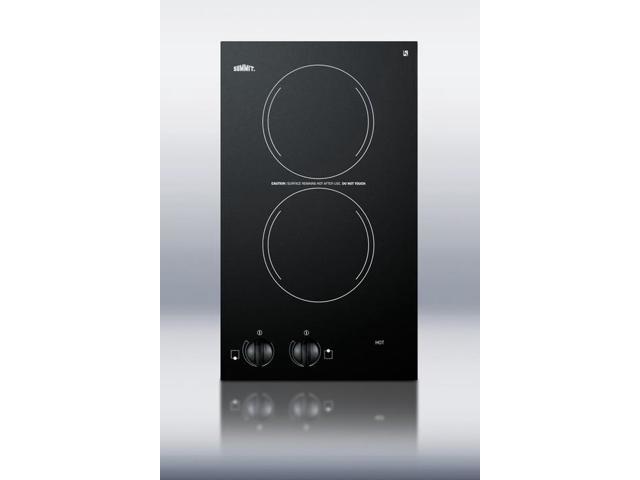 Summit CR2110: 115v Two-burner Cooktop In Black Ceramic Glass, Made In Europe photo
