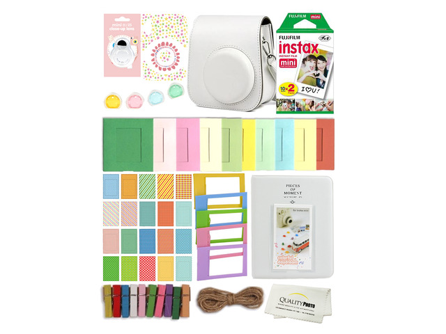 Fuji Film Instax Mini 11 Deluxe 8 in 1 Accessory Bundle Kit. Ice White