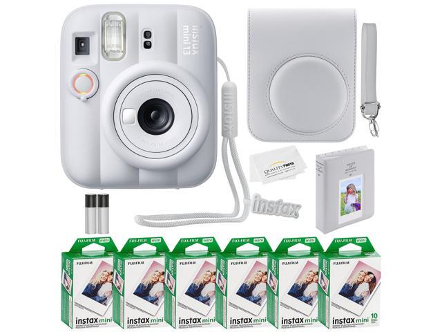 Fujifilm Instax Mini 13 Instant Camera 60 Photo Prints, Photo Album, Case & Quality Photo Microfiber Cloth- Clay White