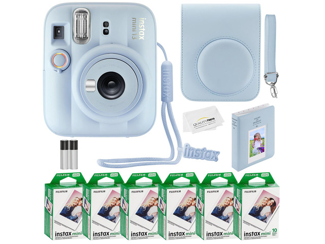 Fujifilm Instax Mini 13 Instant Camera 60 Photo Prints, Photo Album, Case & Quality Photo Microfiber Cloth- Frost Blue