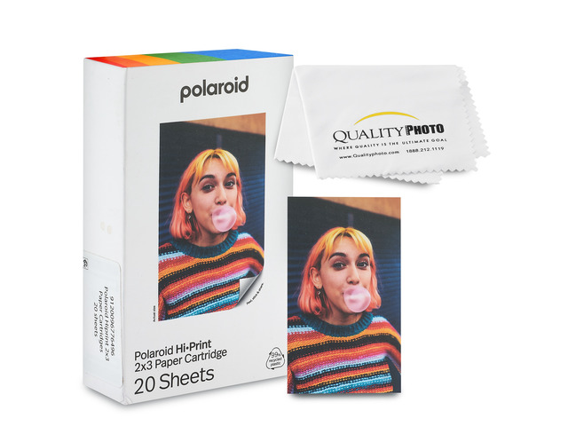 Polaroid Hi-Print Paper - 2x3 Photo Paper Cardridge - 20 Photos + Quality Photo Microfiber cloth