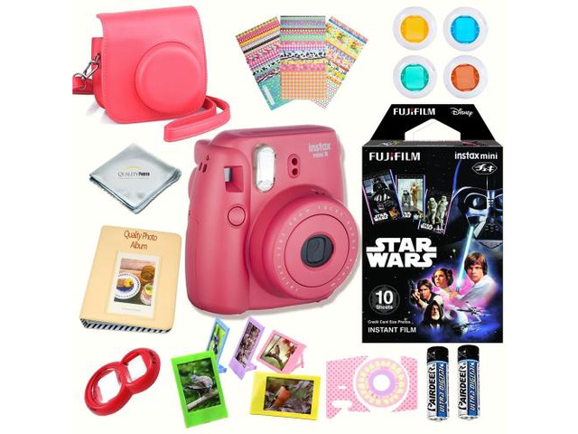 Fujifilm Instax Mini 8 Raspberry bundle: Instant camera + Instant Star Wars Film + Accessories