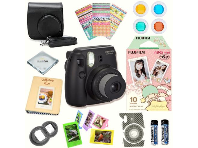 Fujifilm Instax Mini 8 (Black) Deluxe kit bundle Includes: - Instant camera with Instax mini 8 instant films 10 pack (Little Twin Stars) - Custom...