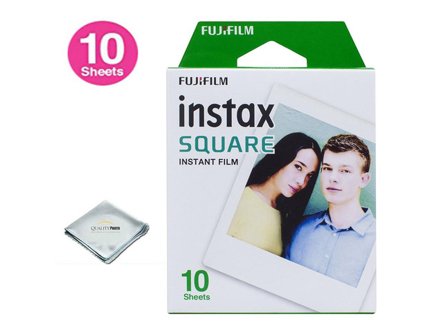 Fujifilm Instax Square Instant Film - 10 Exposures + Quality Photo Microfiber Cloth